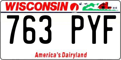 WI license plate 763PYF
