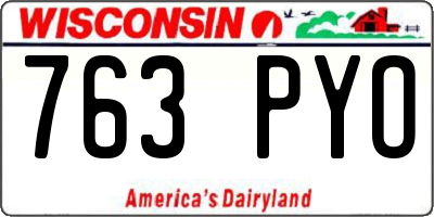 WI license plate 763PYO