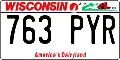 WI license plate 763PYR