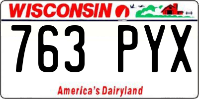 WI license plate 763PYX