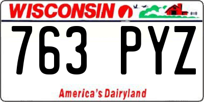 WI license plate 763PYZ