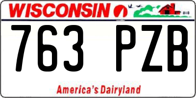 WI license plate 763PZB