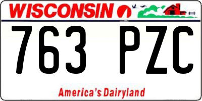 WI license plate 763PZC