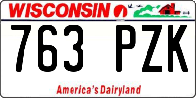 WI license plate 763PZK