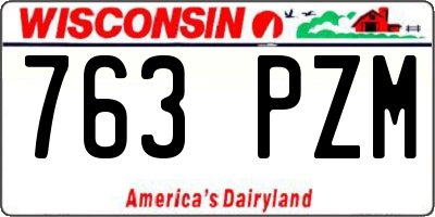 WI license plate 763PZM