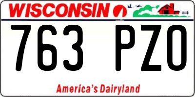 WI license plate 763PZO