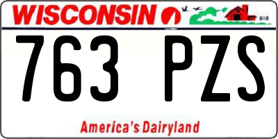 WI license plate 763PZS