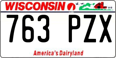 WI license plate 763PZX
