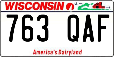 WI license plate 763QAF