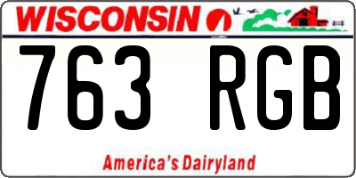 WI license plate 763RGB