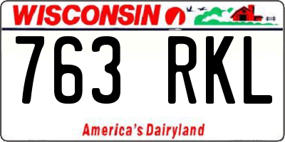 WI license plate 763RKL