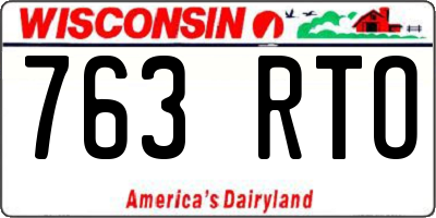 WI license plate 763RTO