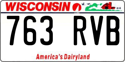 WI license plate 763RVB