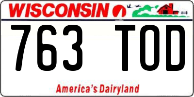WI license plate 763TOD
