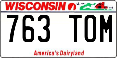 WI license plate 763TOM