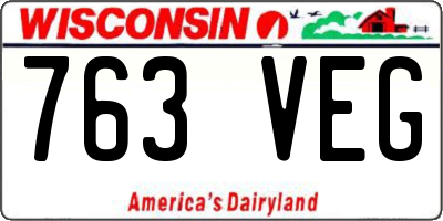 WI license plate 763VEG