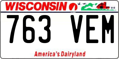 WI license plate 763VEM