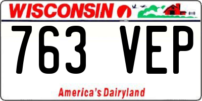 WI license plate 763VEP