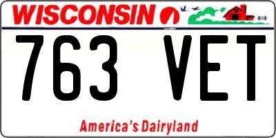 WI license plate 763VET
