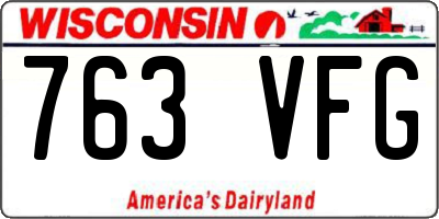 WI license plate 763VFG