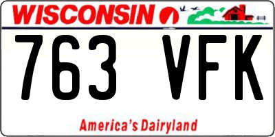WI license plate 763VFK