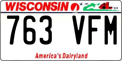 WI license plate 763VFM