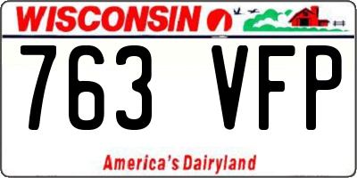 WI license plate 763VFP