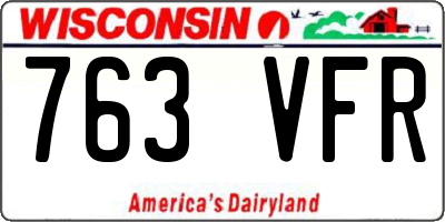 WI license plate 763VFR