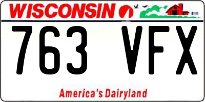 WI license plate 763VFX