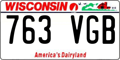 WI license plate 763VGB