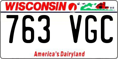 WI license plate 763VGC