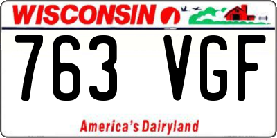 WI license plate 763VGF