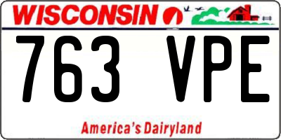 WI license plate 763VPE