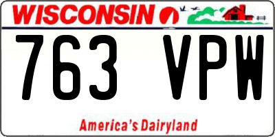 WI license plate 763VPW