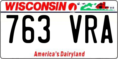 WI license plate 763VRA
