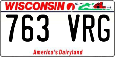 WI license plate 763VRG