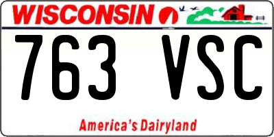 WI license plate 763VSC