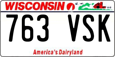 WI license plate 763VSK