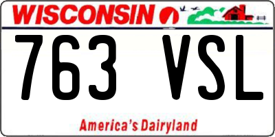 WI license plate 763VSL