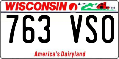 WI license plate 763VSO