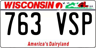 WI license plate 763VSP