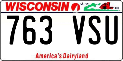 WI license plate 763VSU