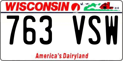 WI license plate 763VSW