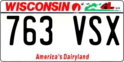 WI license plate 763VSX