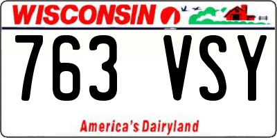 WI license plate 763VSY