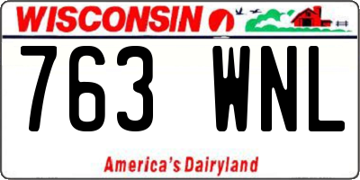 WI license plate 763WNL