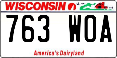WI license plate 763WOA