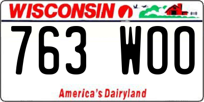 WI license plate 763WOO