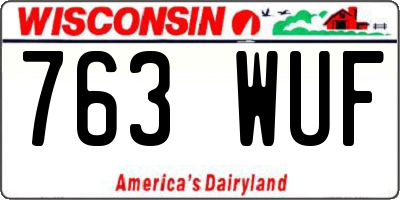 WI license plate 763WUF