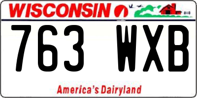WI license plate 763WXB